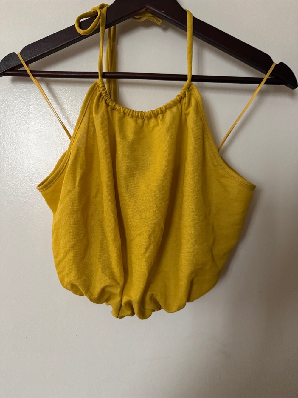 Zara Mustard Yellow Halter Bubble Hem Camisole